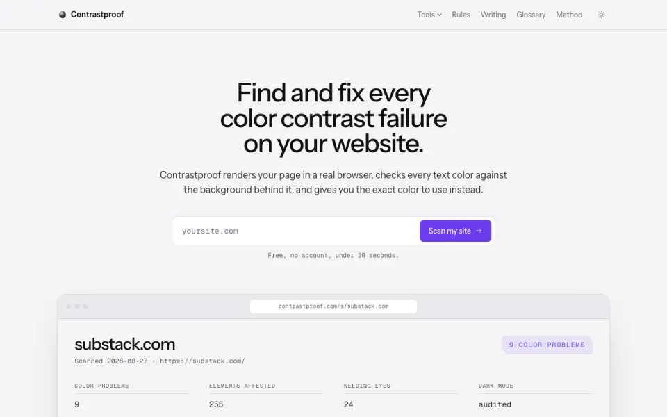 Contrastproof homepage