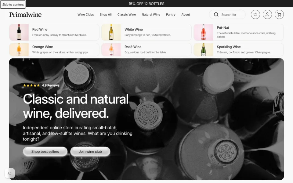 Primal Wine homepage